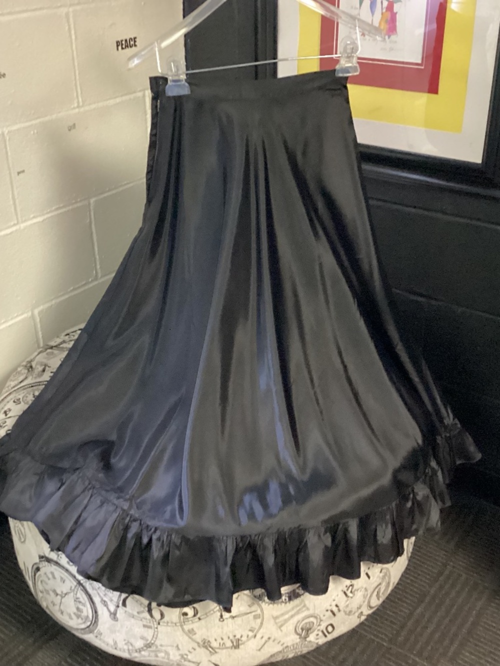Antique 1900’s  MOURNING SKIRT.  Yoke Underskirt Original Black Petticoat🖤🖤🖤
